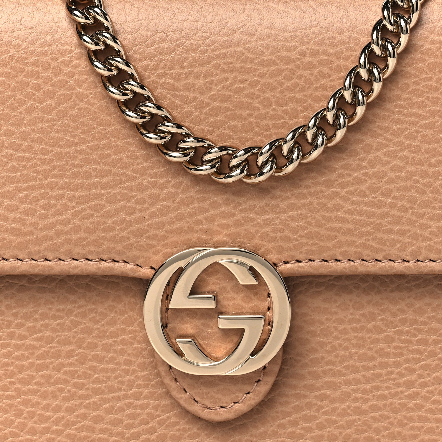 Gucci Dollar Calfskin Interlocking G Chain Wallet Camelia 7 of 10