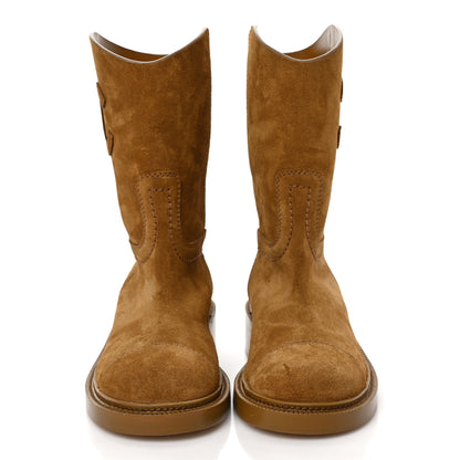 Chanel Suede Quilted Cap Toe Boots 36 Brown 2 of 9