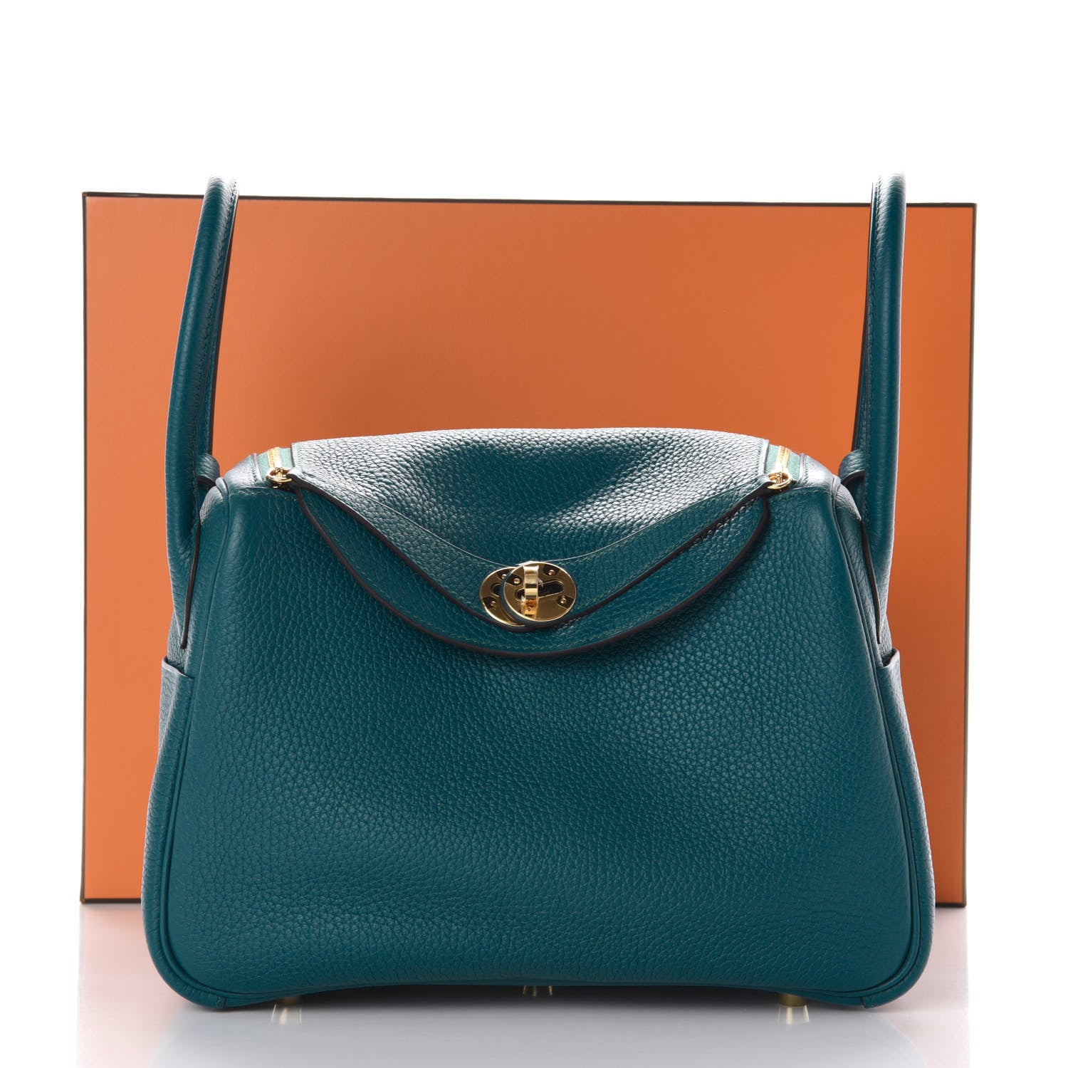 Hermes Taurillon Clemence Lindy 26 Vert Bosphore 10 of 10