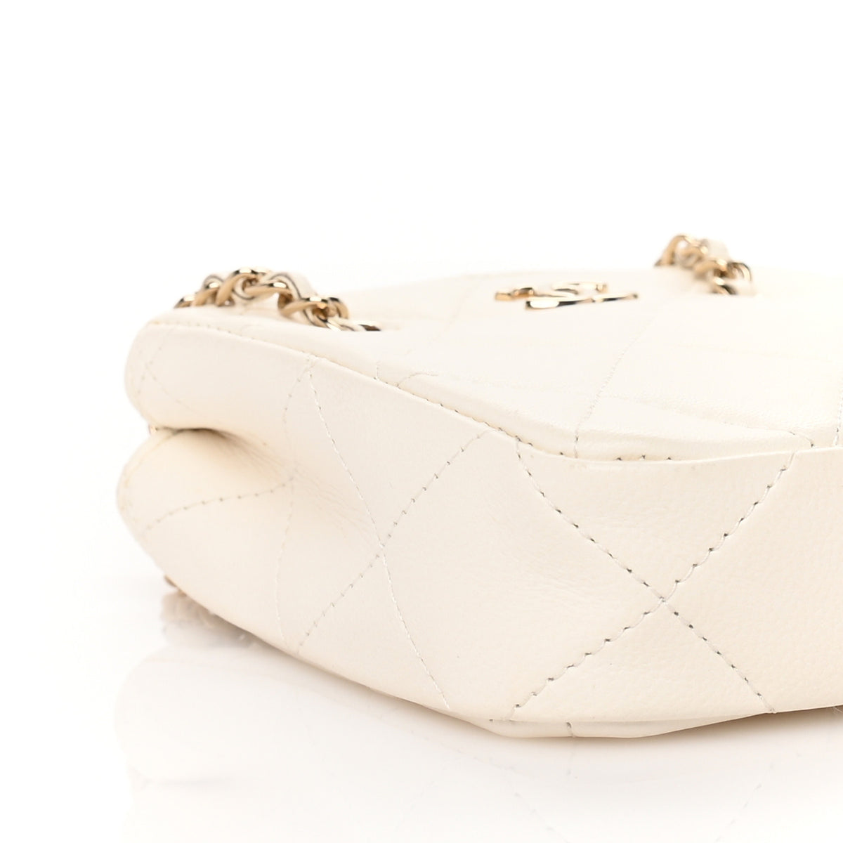 Chanel Lambskin Quilted Tiny Shopping Clutch With Chain White 8 of 9