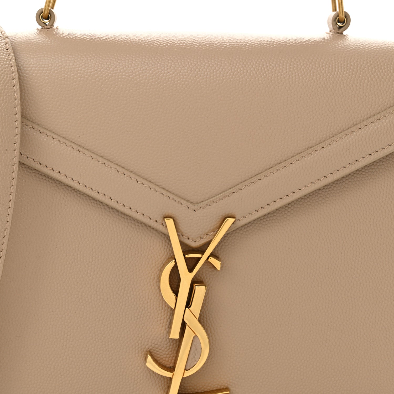 Saint Laurent Grain de Poudre Mini Classic Monogram Cassandra Top Handle Beige 8 of 13