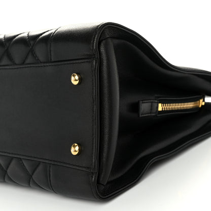 Chanel Sheepskin Quilted Mademoiselle Vintage Shopping Tote Black 10 of 11