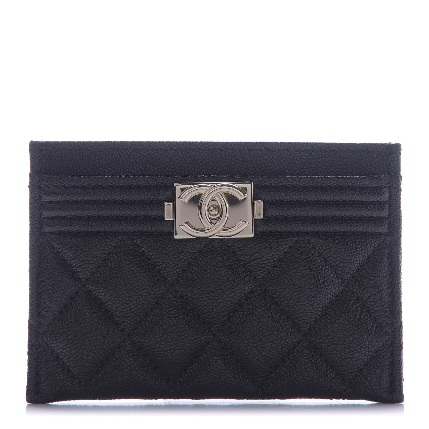 Caviar Quilted Boy Card Holder Black