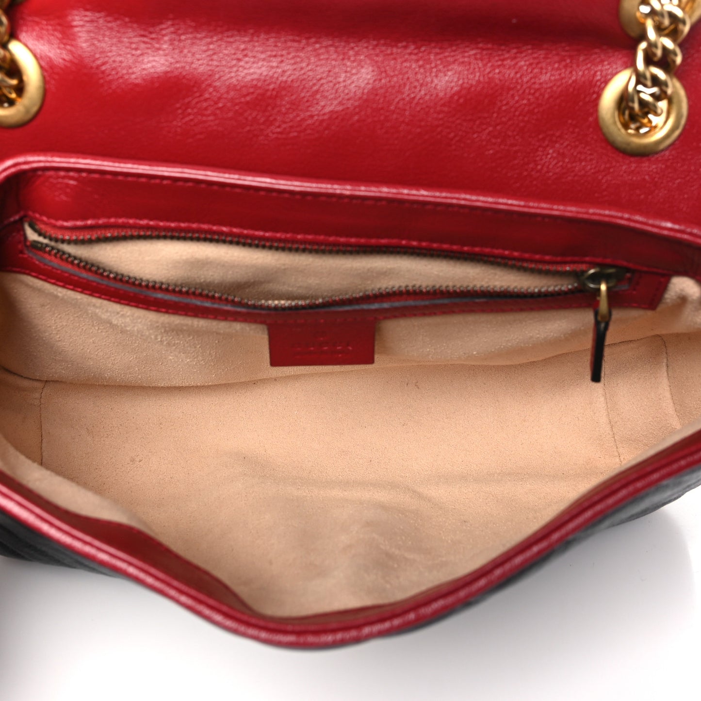 Vintage Effect Calfskin Matelasse Diagonal Small Torchon GG Marmont Shoulder Bag Black Romantic Cherry