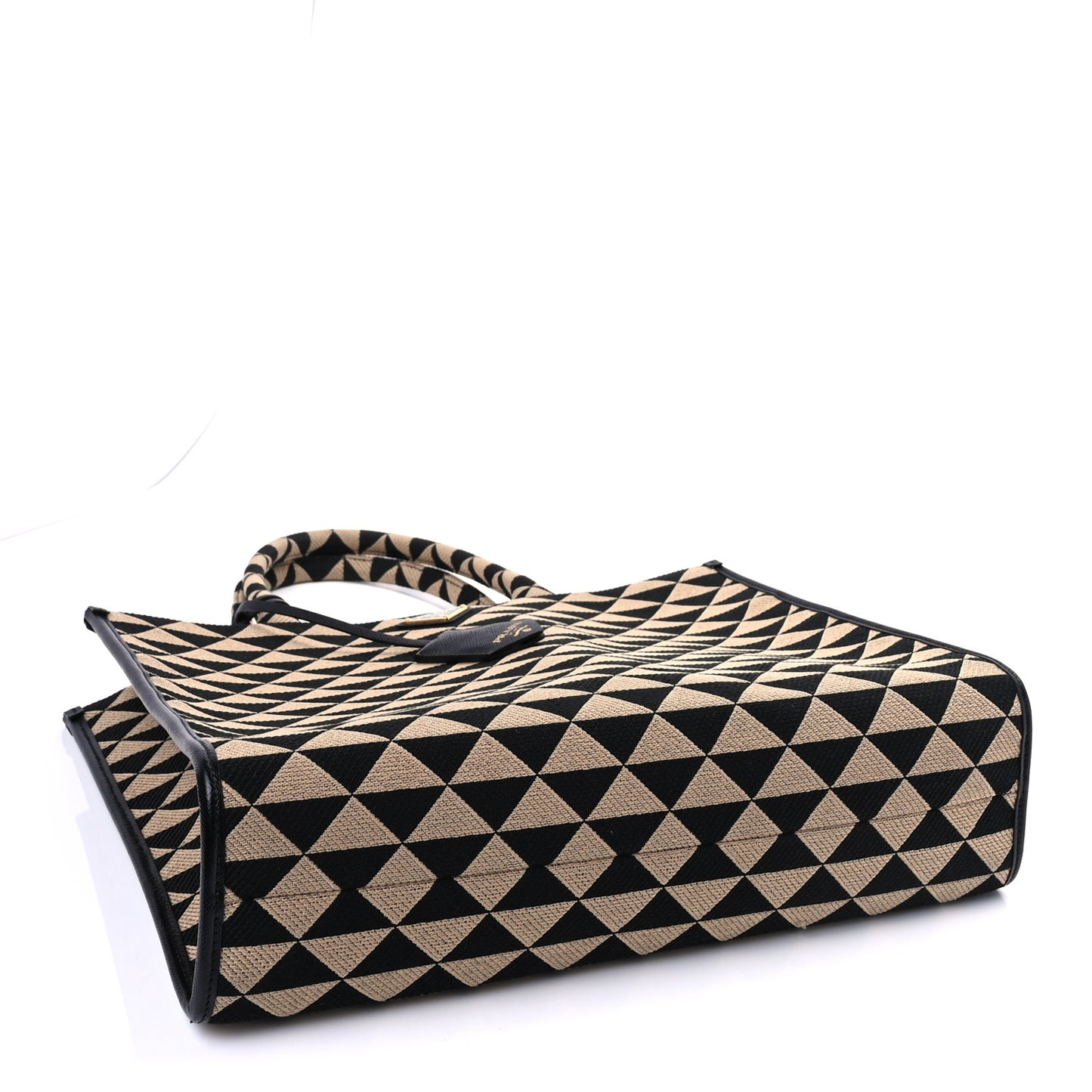 Jacquard Saffiano Triangolo Symbole Embroidered Large Tote Black Corda