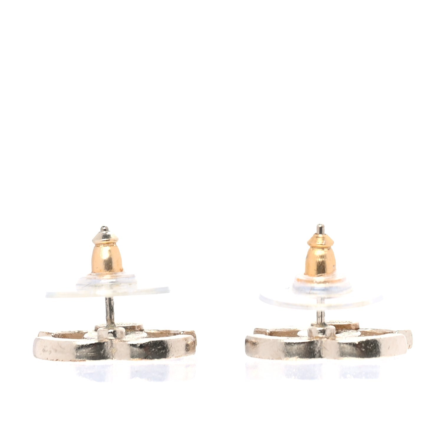 Chanel Metal Crystal CC Earrings Gold 3 of 5