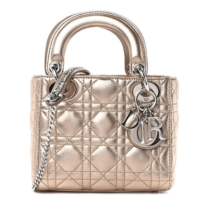 Christian Dior Metallic Lambskin Cannage Mini Lady Dior Gold 1 of 10