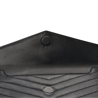 Saint Laurent Calfskin Matelasse Chevron Monogram Uptown Clutch Black 8 of 9