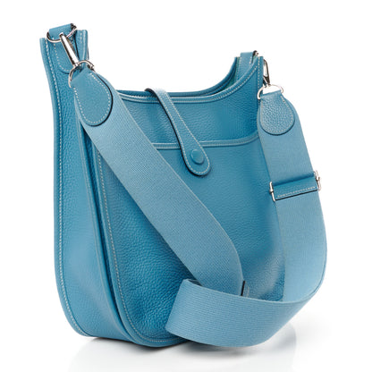 Hermes Taurillon Clemence Evelyne III PM Blue Jean 3 of 14