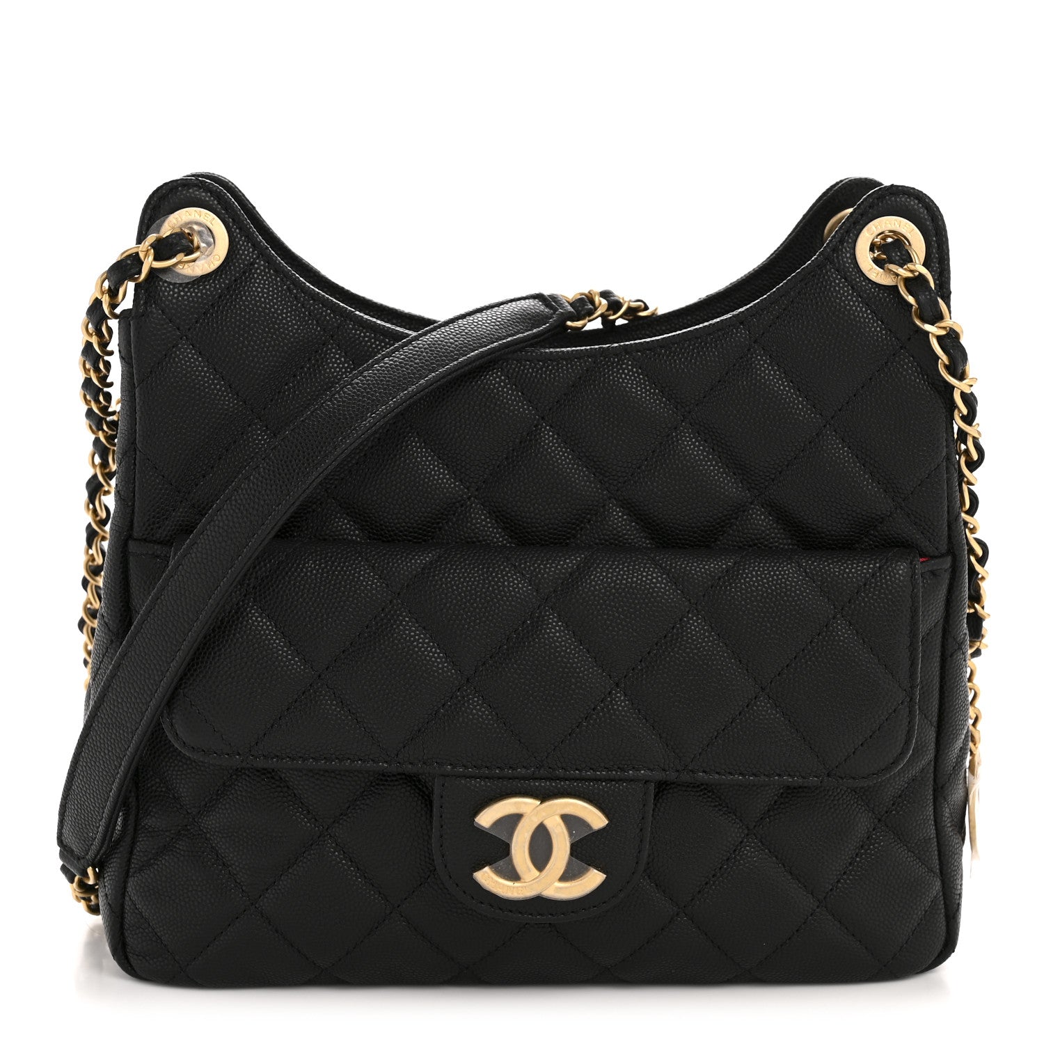 Chanel Caviar Quilted Wavy CC Hobo Black 1 of 11