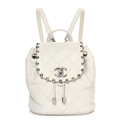 Chanel Lambskin Quilted Metallic Bubble Backpack White 1 of 14