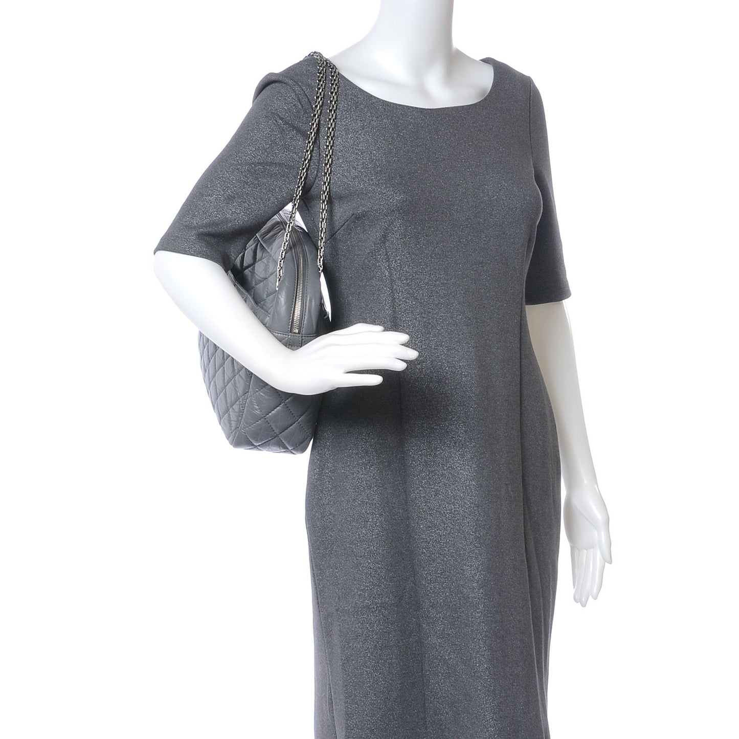 Aged Calfskin Quilted Large Reissue Camera Case Grey