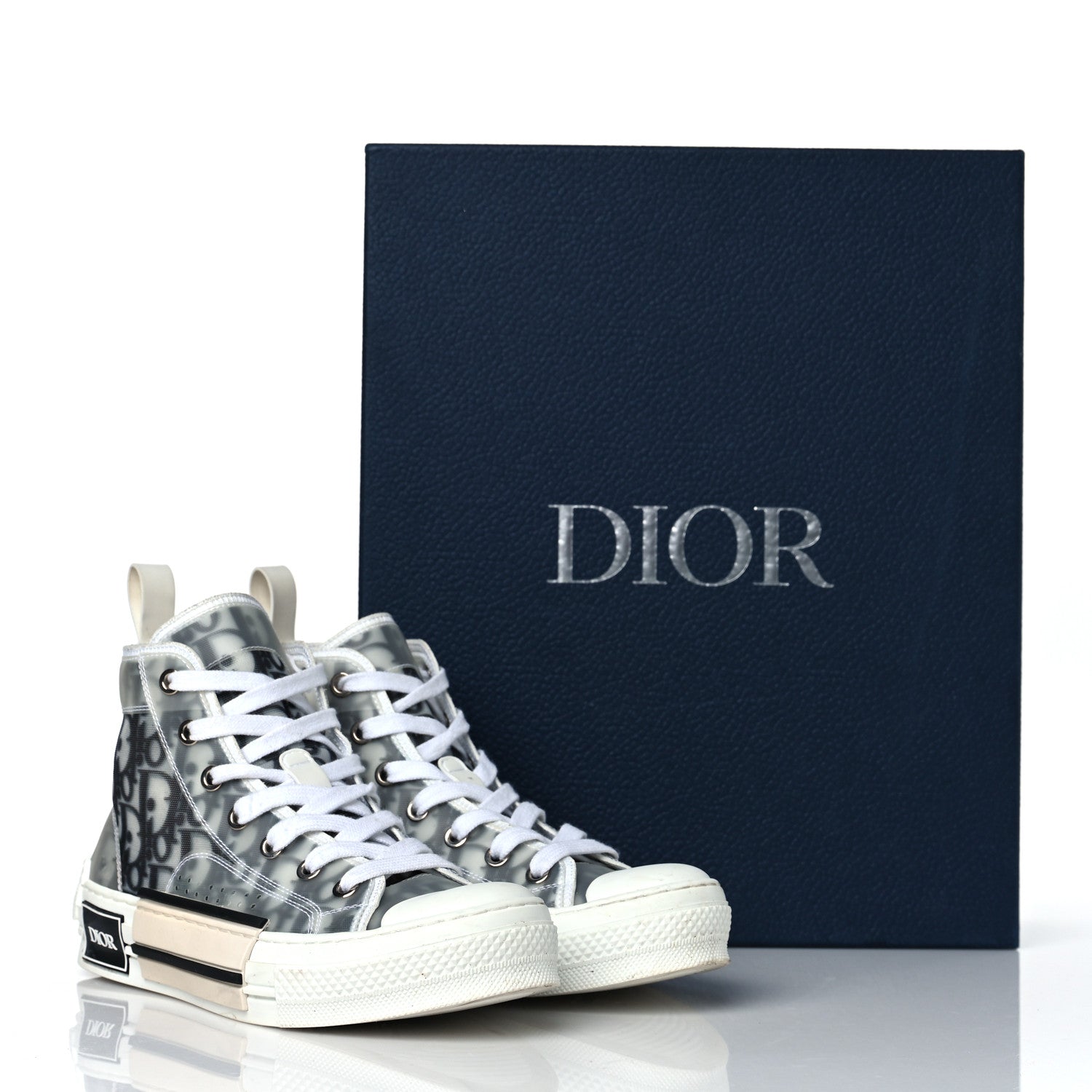 Christian Dior Technical Canvas Oblique B23 High Top Sneakers 35.5 White Black 10 of 10