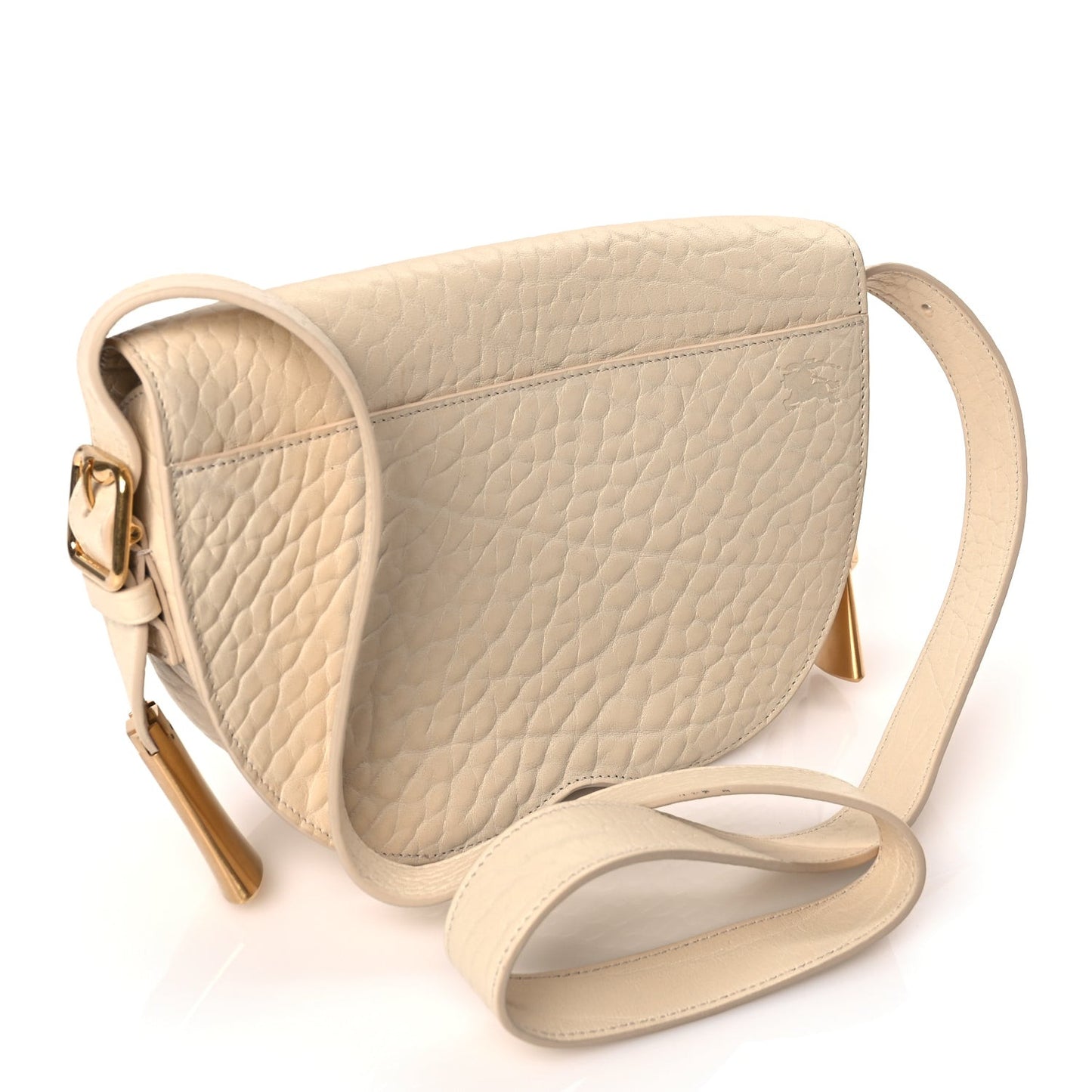 Grain Calfskin Chess Satchel Bag Beige