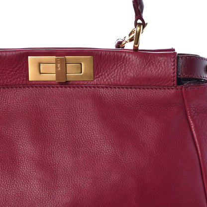 Fendi Vitello Saddle Medium Peekaboo Iconic Satchel Melograno Ciliegia 10 of 11