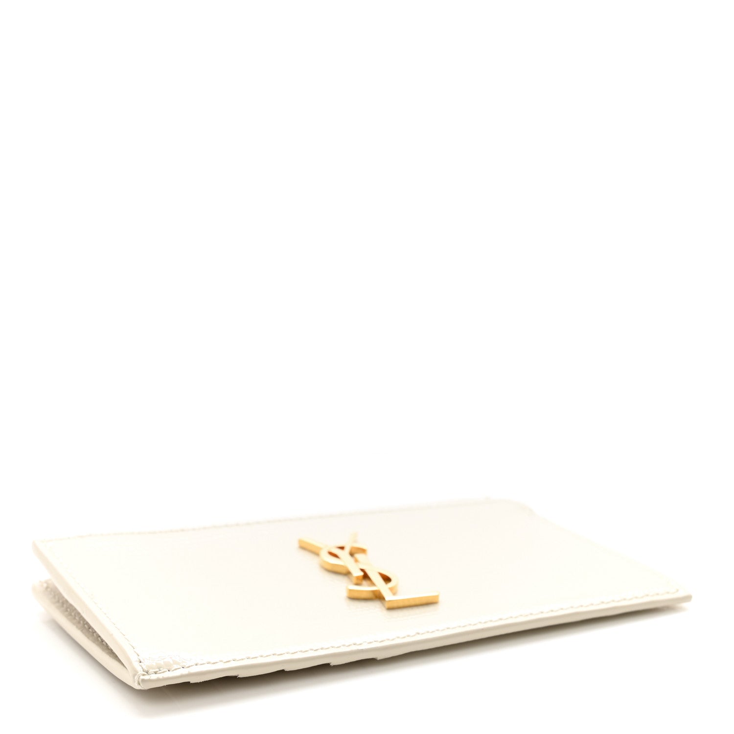 Saint Laurent Calfskin Lizard Embossed Monogram Fragments Zippered Card Case Crema Soft 4 of 7