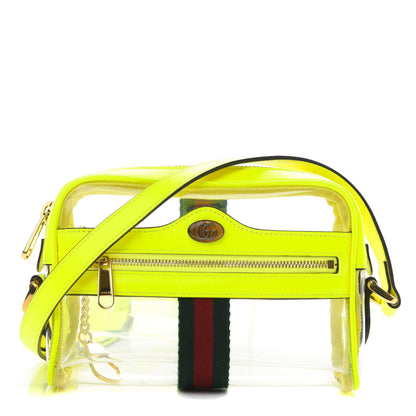Gucci Vinyl Web Mini Ophidia Transparent Shoulder Bag Yellow Fluo 1 of 13