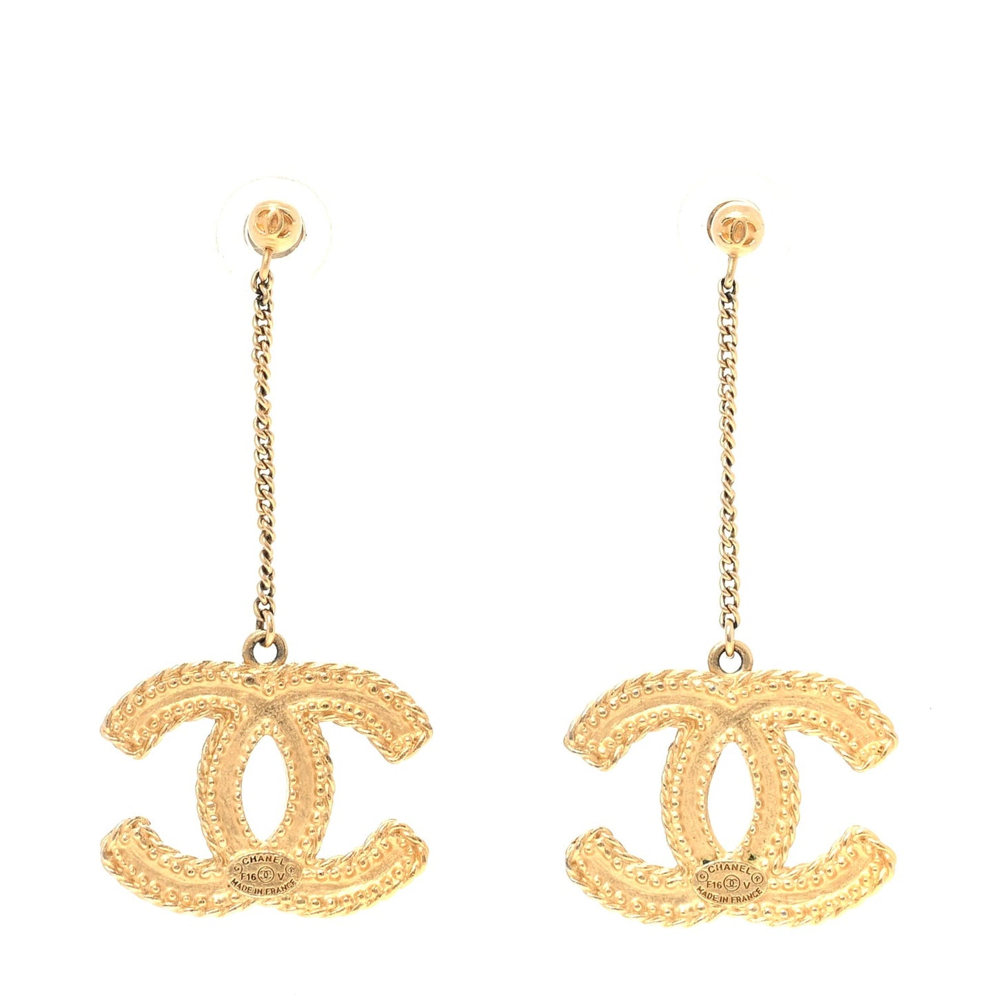 CC Drop Earrings Matte  Gold