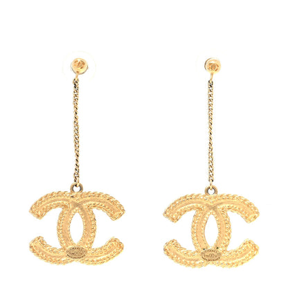 Chanel CC Drop Earrings Matte  Gold 2 of 4