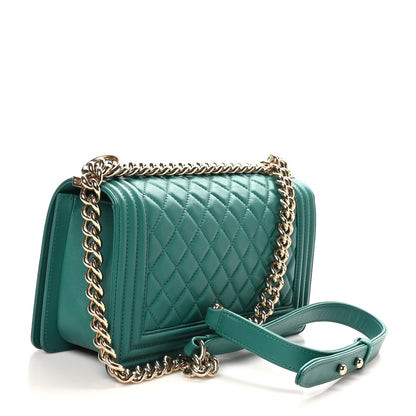 Chanel Lambskin Quilted Medium Boy Flap Green 3 of 10