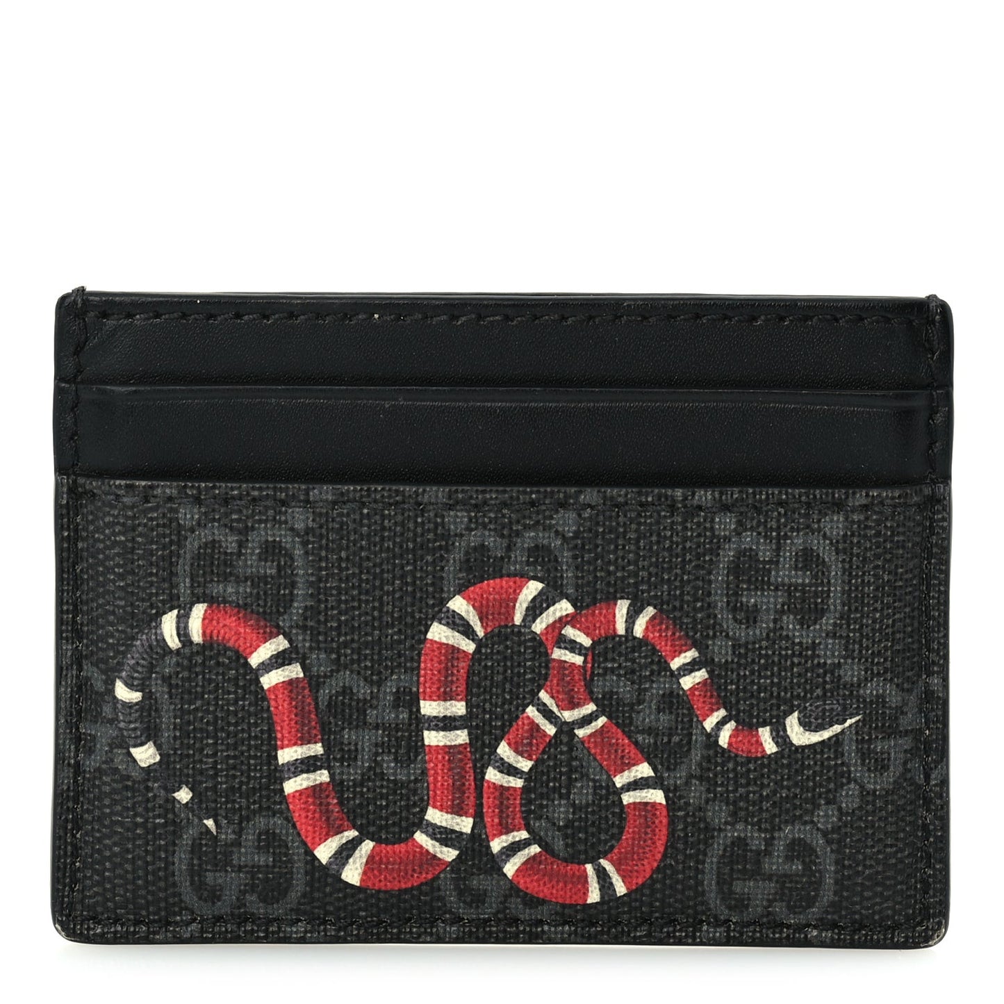 GG Supreme Monogram Kingsnake Card Holder Black Grey