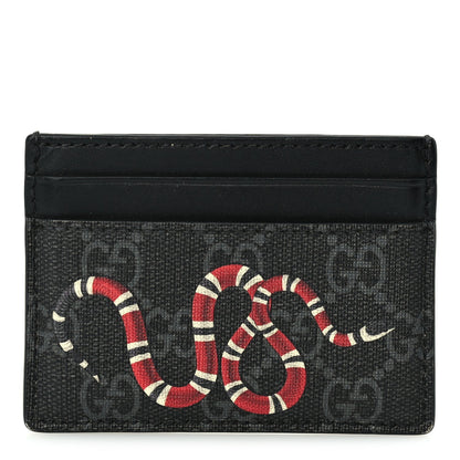 Gucci GG Supreme Monogram Kingsnake Card Holder Black Grey 1 of 7