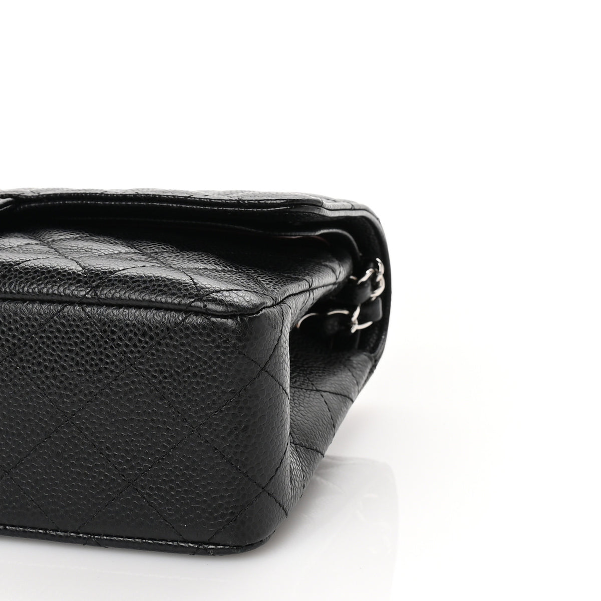 Caviar Quilted Medium Double Flap Black