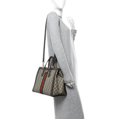 Gucci GG Supreme Monogram Web Medium Ophidia Tote Bag Brown 2 of 7