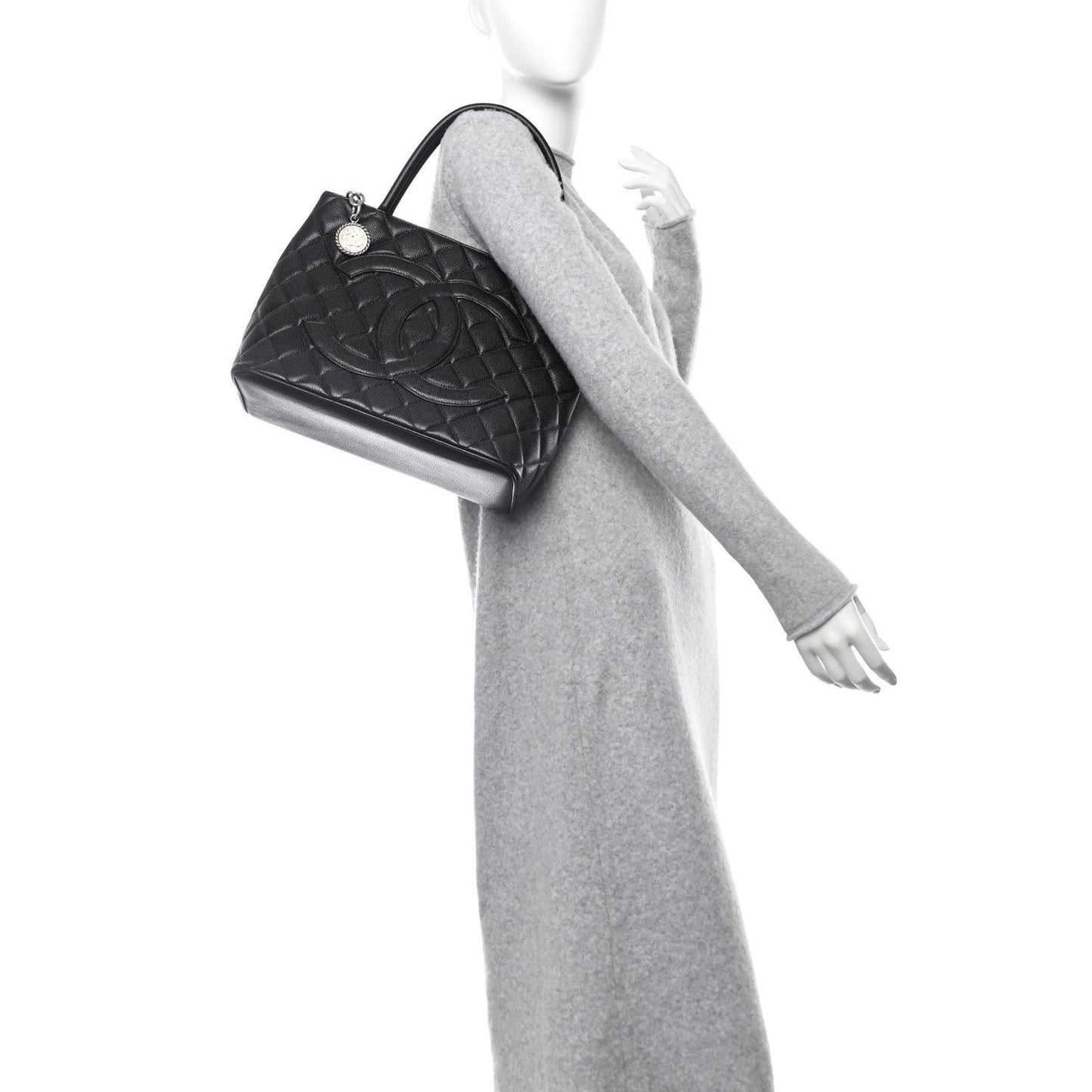 Caviar Quilted Medallion Tote Black