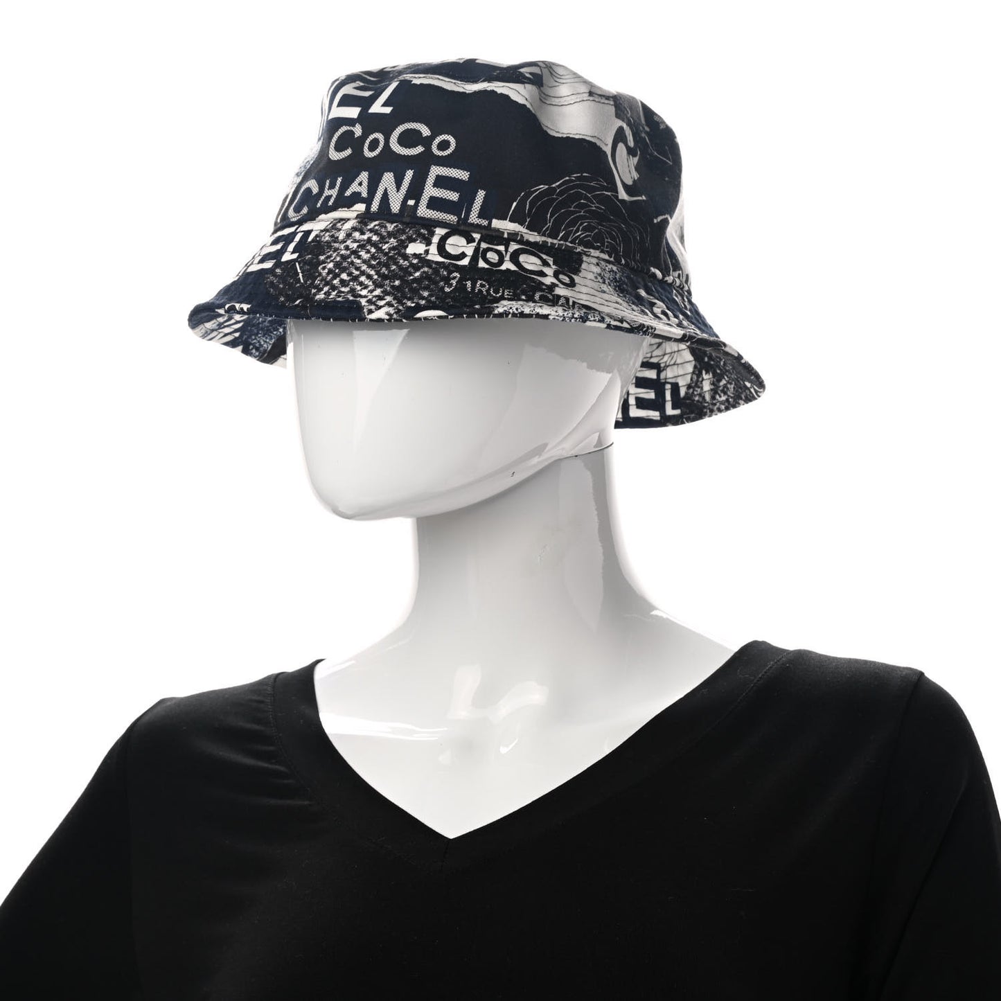 Cotton Coco Print Bucket Hat M Navy Black White