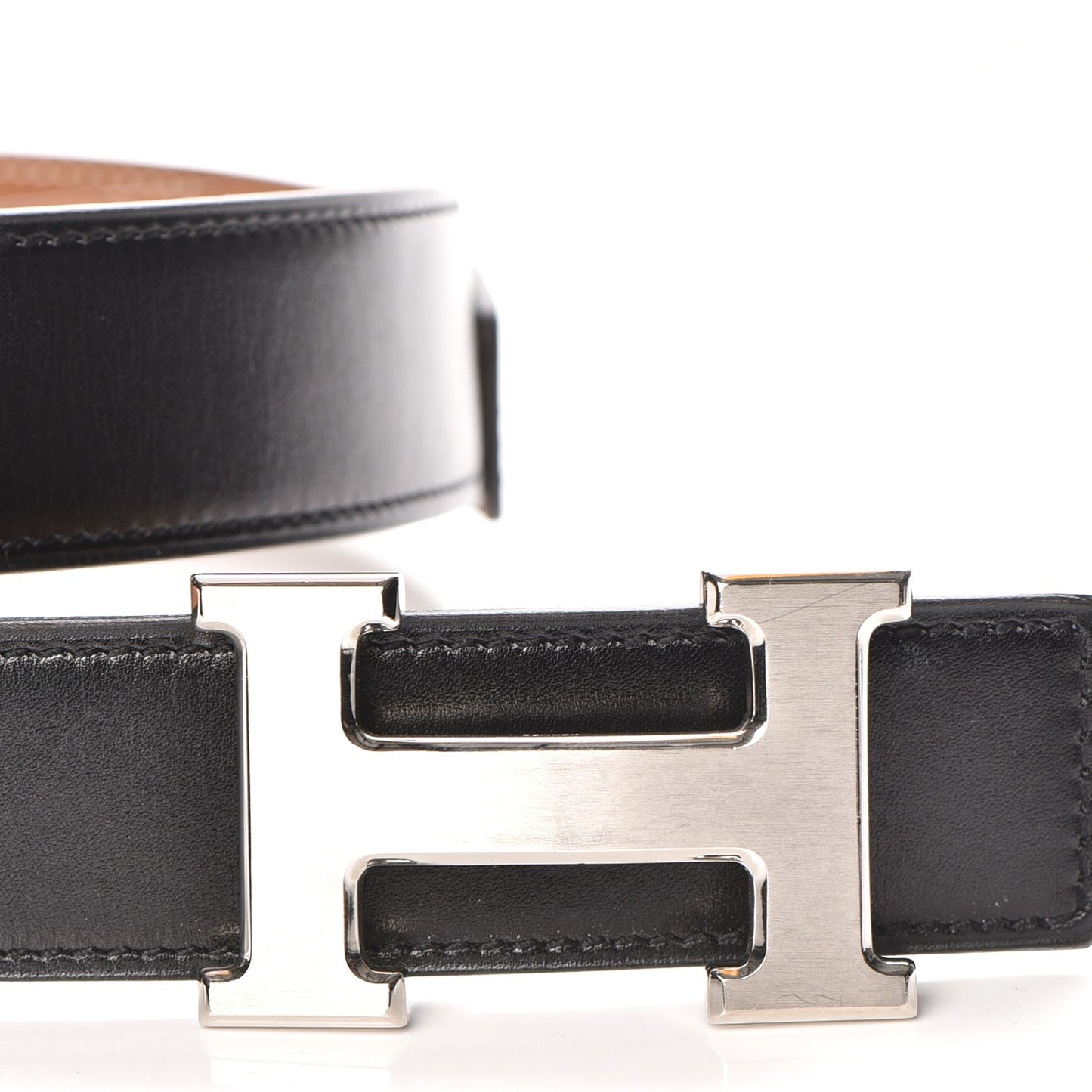 Box Taurillon Clemence 32mm H Belt 80 Black Gold