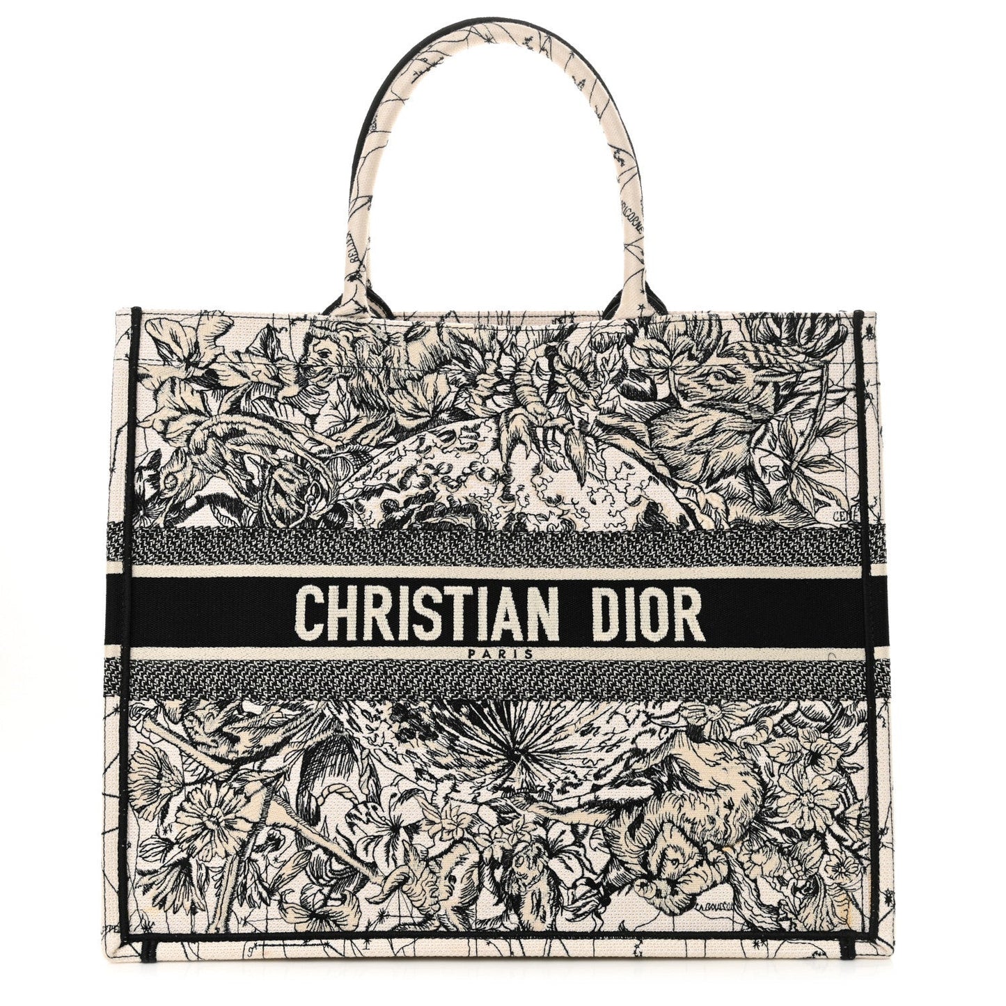 Canvas Embroidered Large Zodiac Book Tote Latte Multicolor
