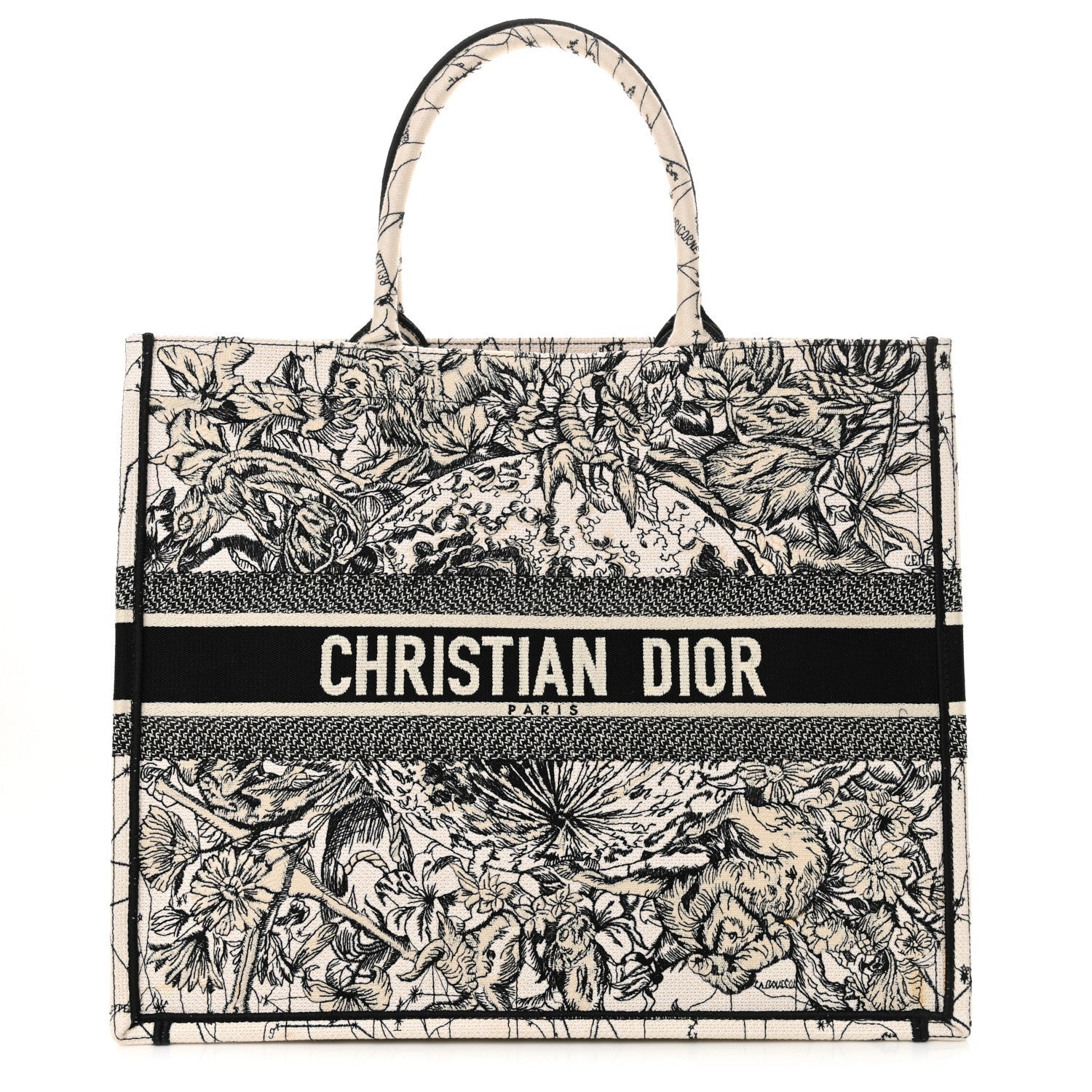 Christian Dior Canvas Embroidered Large Zodiac Book Tote Latte Multicolor 1 of 7