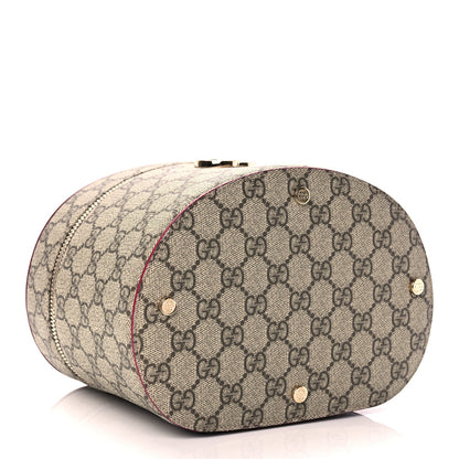 Gucci GG Supreme Monogram Ancora Calfskin Vanity Cosmetic Case Beige Ebony Rosso 3 of 8