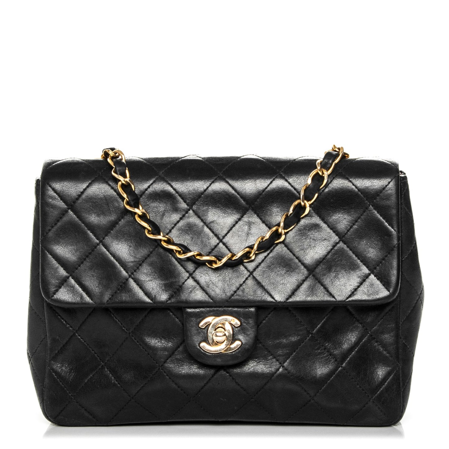 Lambskin Quilted Small Single Flap Black