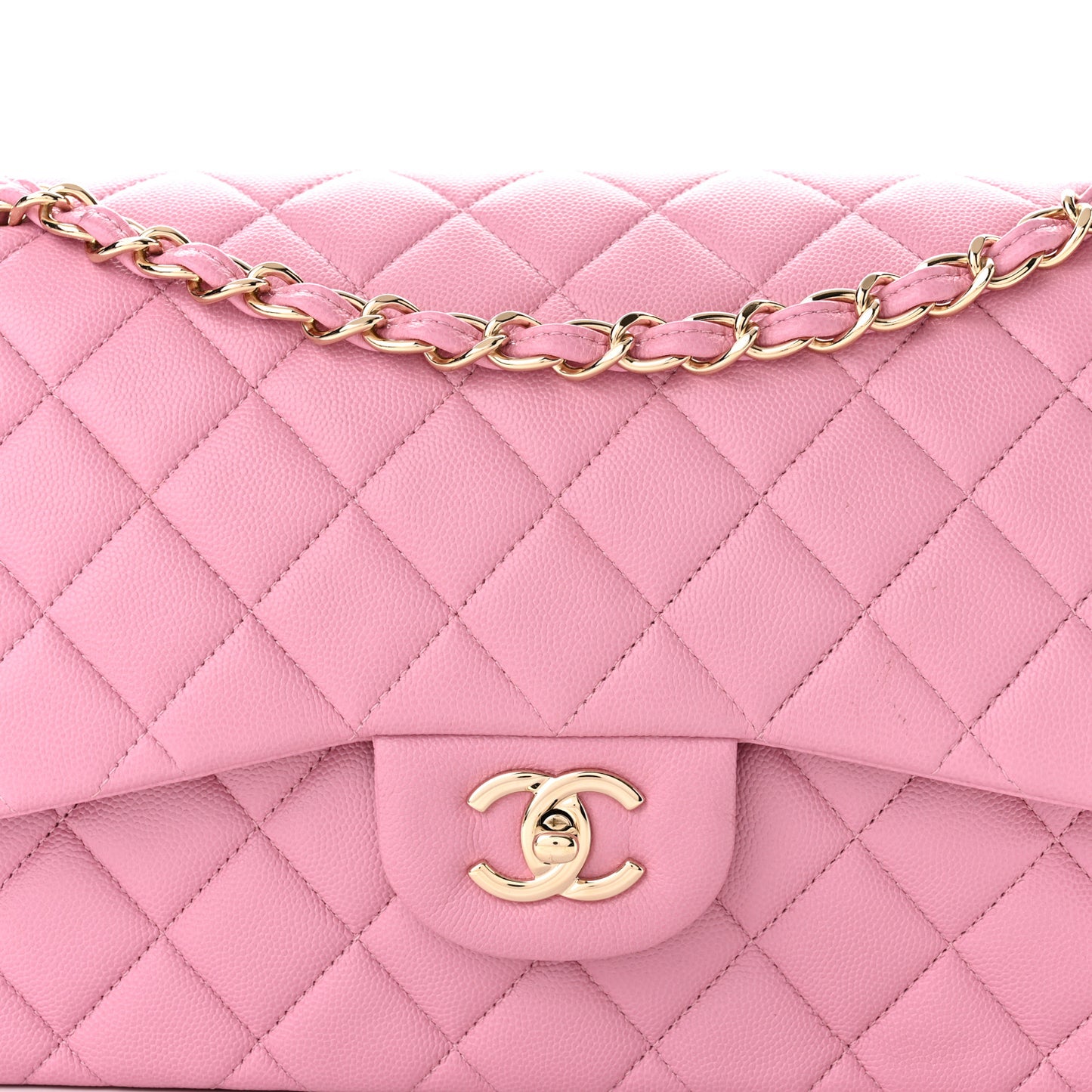 Caviar Quilted Jumbo Double Flap Pink