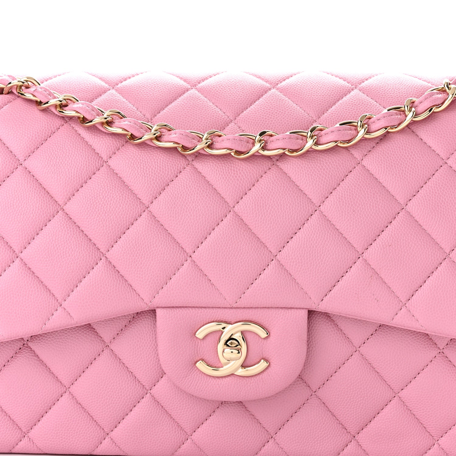 Chanel Caviar Quilted Jumbo Double Flap Pink 8 of 10