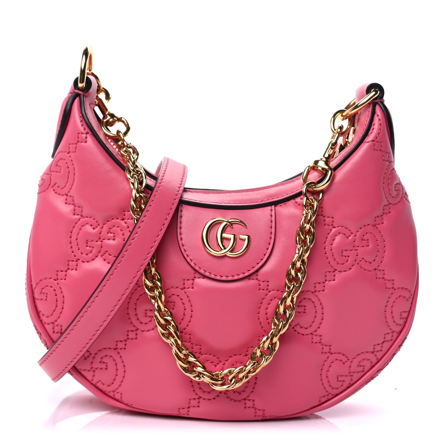 Gucci Calfskin GG Matelasse Mini Hobo Shoulder Bag Pink 1 of 8
