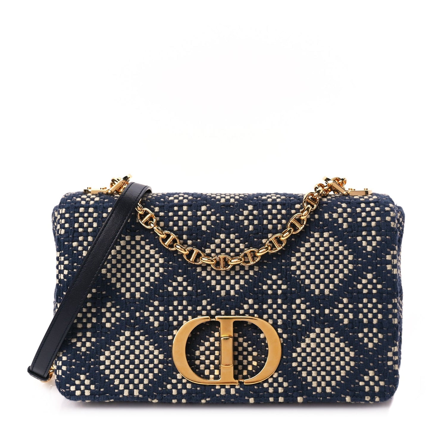 Fabric Macrocannage Woven Medium Caro Bag Blue White