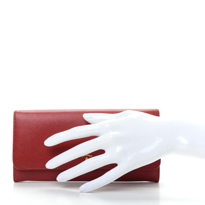 Prada Saffiano Metal Continental Flap Wallet Fuoco 2 of 6