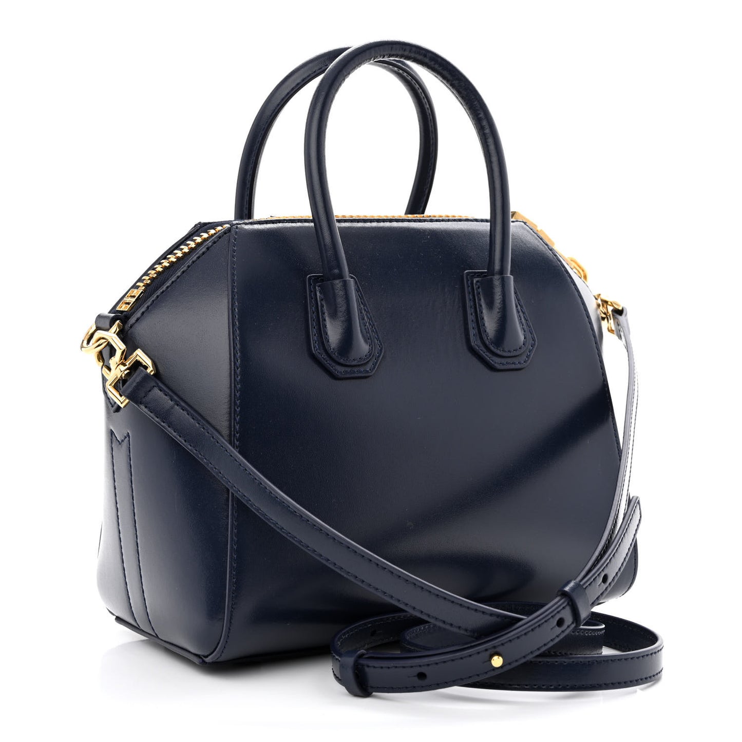 Shiny Lord Calfskin Mini Antigona Navy