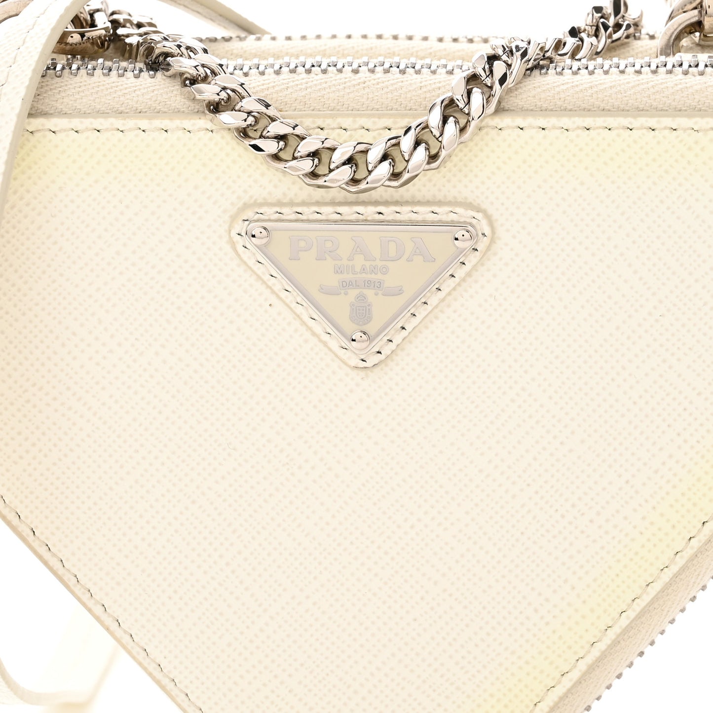 Saffiano Mini Triangle Crossbody Pouch White
