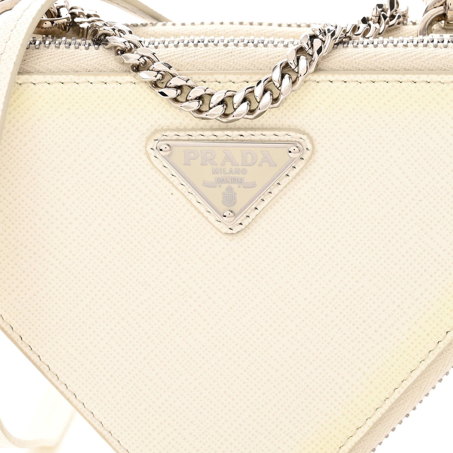 Prada Saffiano Mini Triangle Crossbody Pouch White 9 of 13