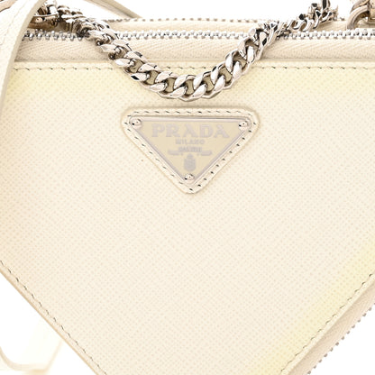Prada Saffiano Mini Triangle Crossbody Pouch White 9 of 13