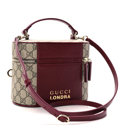 Gucci GG Supreme Monogram Ancora Calfskin Vanity Cosmetic Case Beige Ebony Rosso 2 of 8
