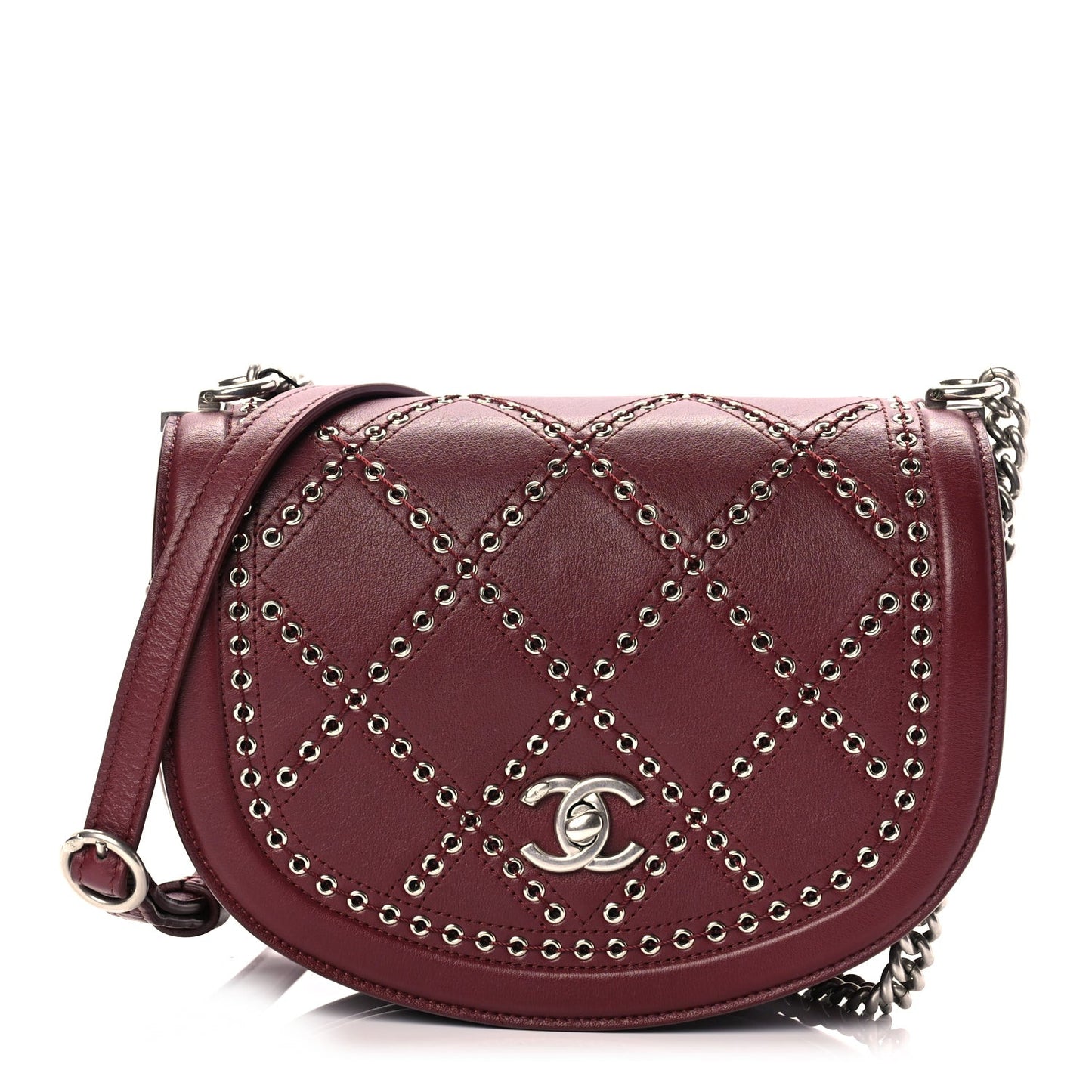 Calfskin Coco Eyelets Small Flap Bag  Red