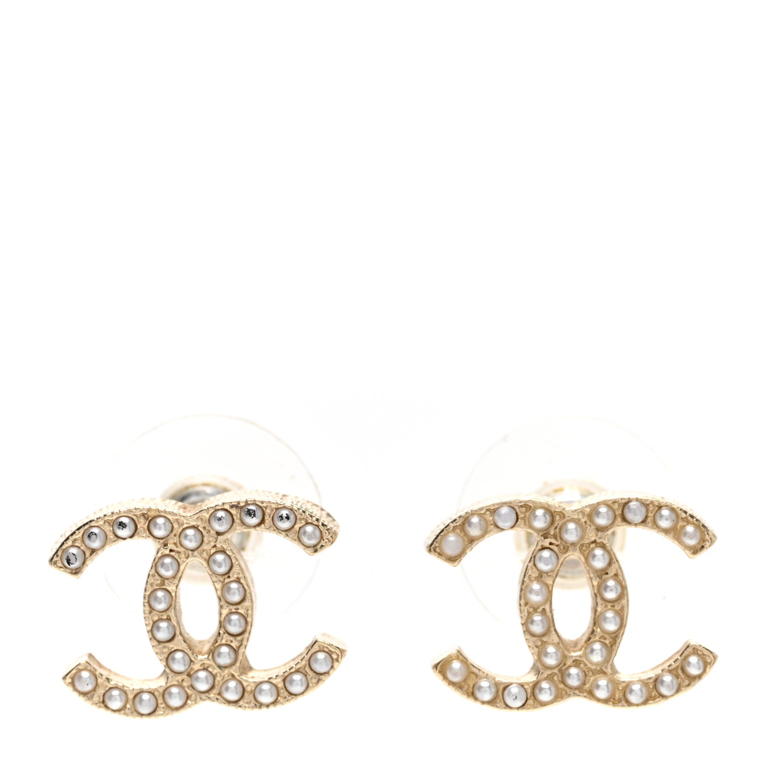 Chanel Metal Pearl CC Earrings Gold 1 of 5
