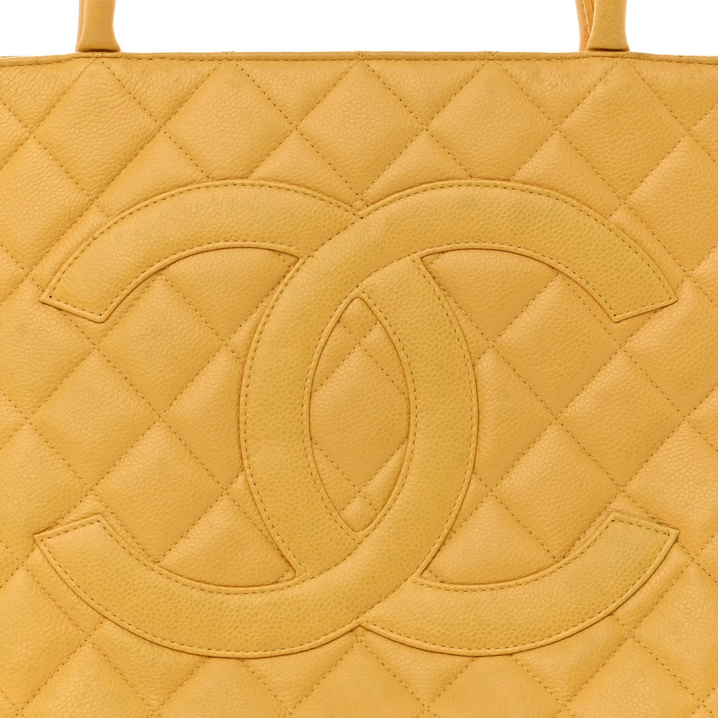Caviar Quilted Medallion Tote Yellow