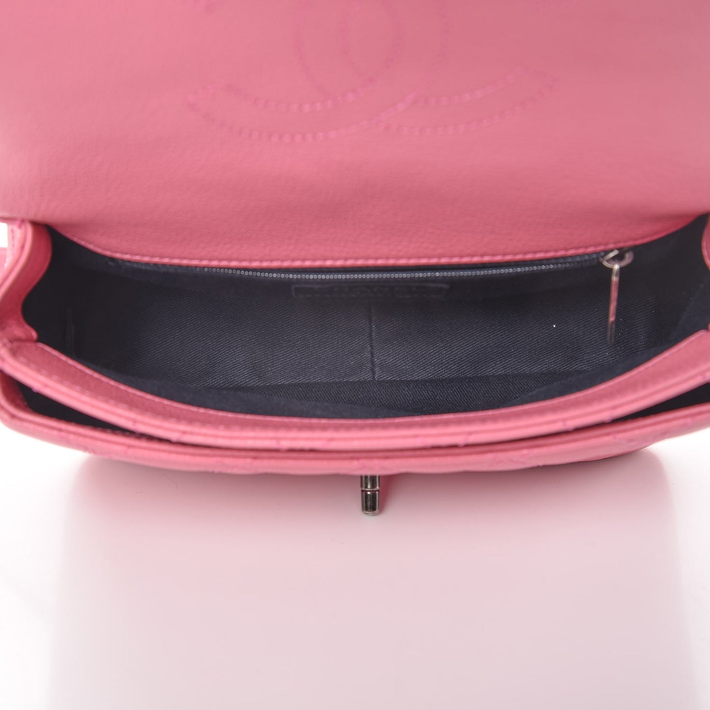 Shiny Goatskin Quilted Small Flap Pink