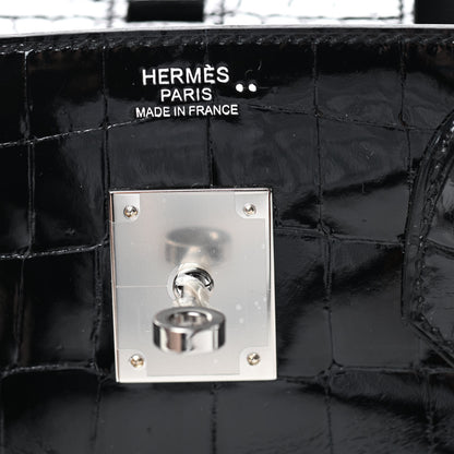 Hermes Shiny Niloticus Crocodile Birkin 30 Black 20 of 35